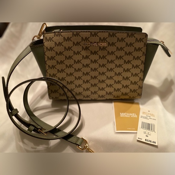 NWT Michael Michael Kors Selma Army Green Medium Messenger/Crossbody Bag - Picture 8 of 11